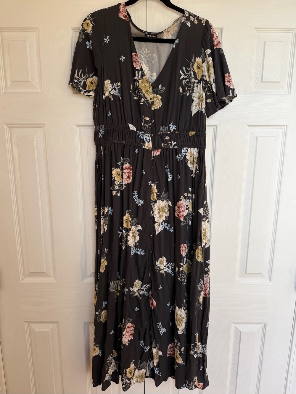 torrid Floral Grey Button Down Maxi Dress
